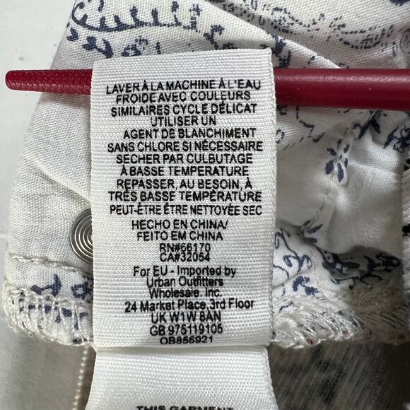 Free People High-Rise Printed Corduroy Pants SIZE 26 White Floral Trousers - Picture 7 of 11